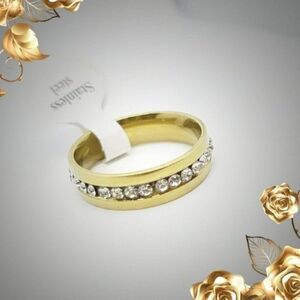 Stainless steel Gold Plated Zircon Band Ring